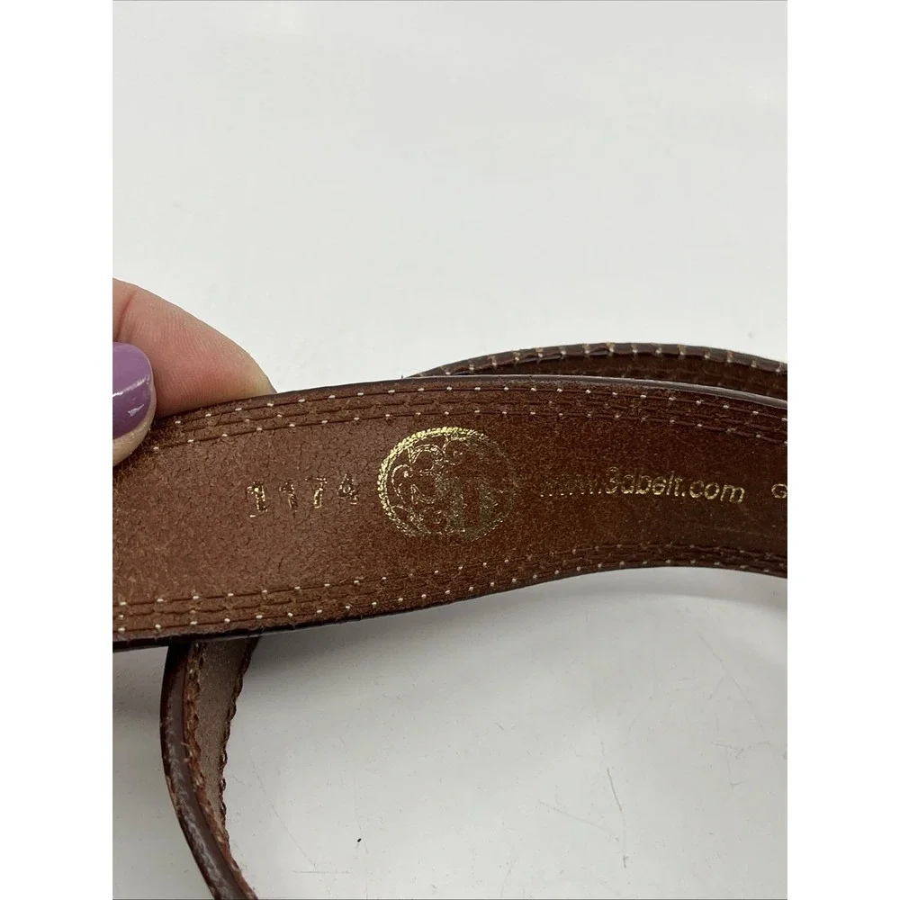 3D Belt Co Mens 46 GENUINE LEATHER White STITCHING D1174 Work Used‎ 1.25